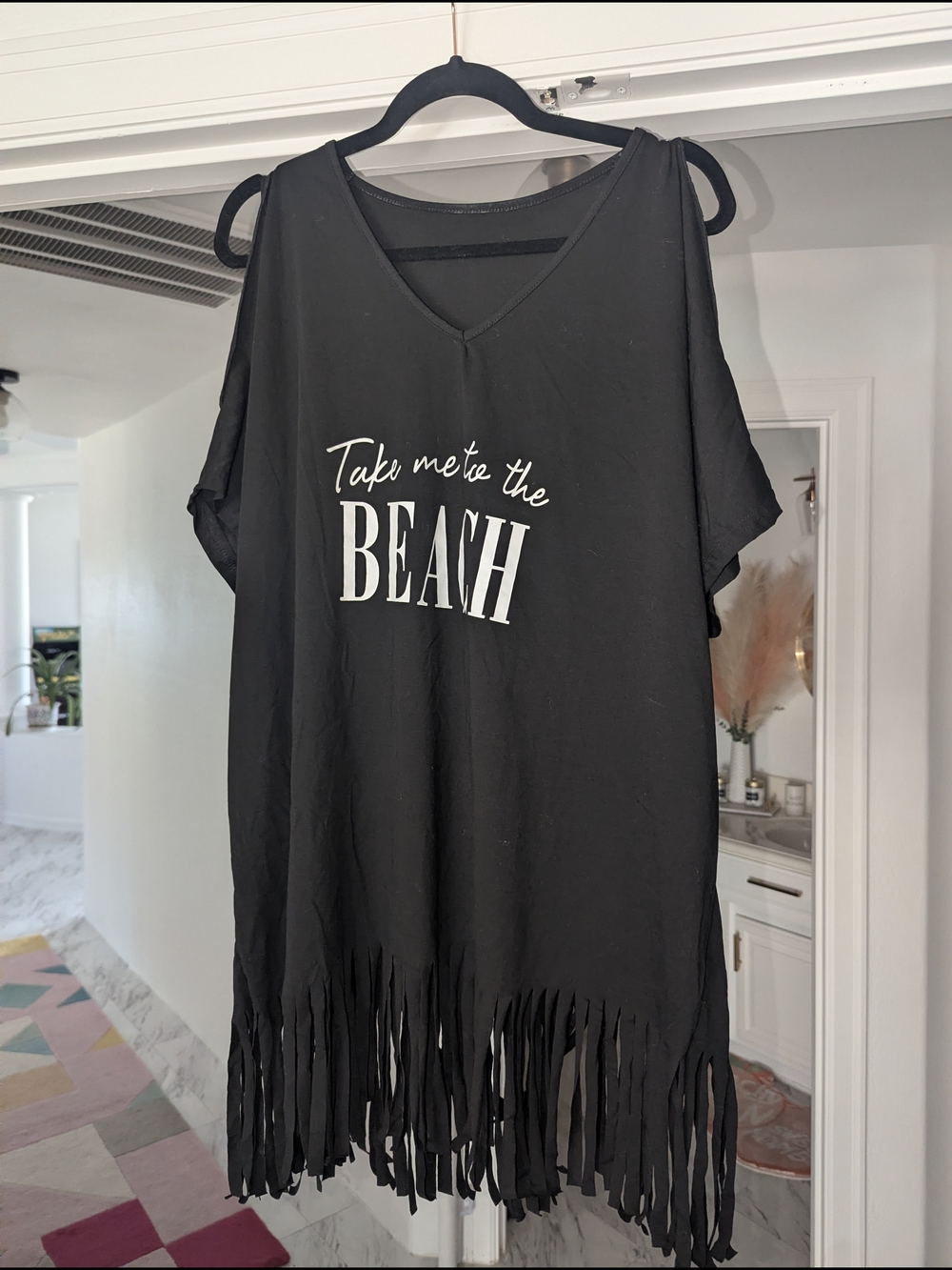 Black Fringe Beach Cover-Up Tunic - "Take Me to the Beach"